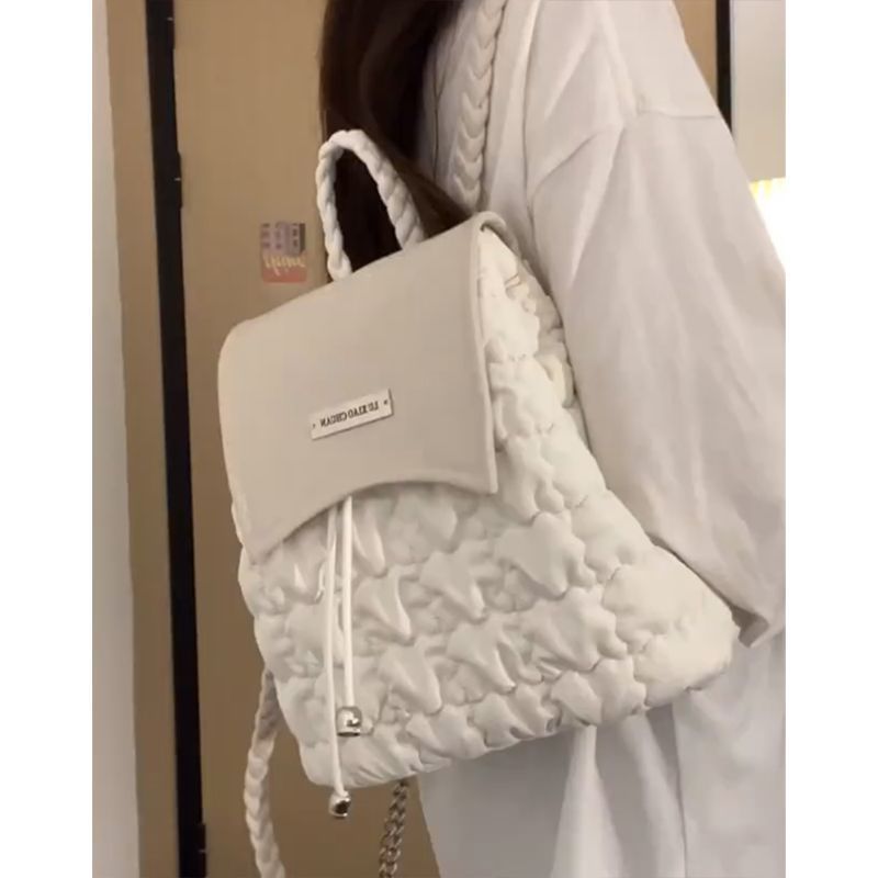 Original ins style new bag cute school bag female college student drawstring pocket drawstring backpack chain bag