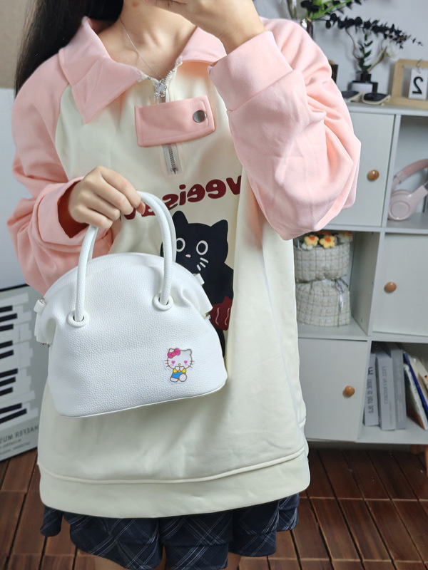 2024 Fashion Trend Versatile Litchi Pattern Shoulder Hand Crossbody Bag Cute Beautiful Casual Style Cream Bag