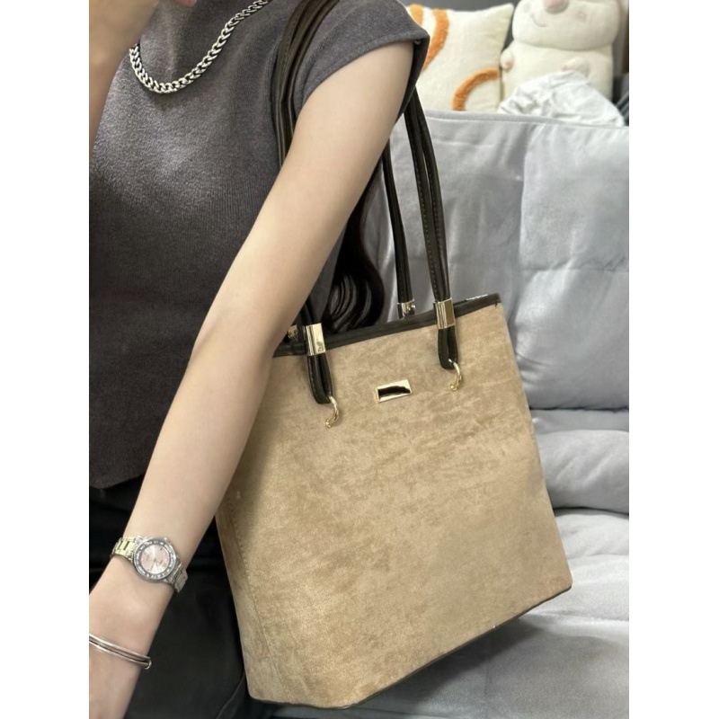 Bags for women 2024 autumn and winter new style simple shoulder bag suede large capacity tote bag casual portable armpit bag