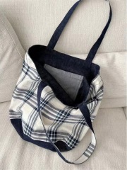 Double-sided Korean and British canvas bag, shoulder bag, canvas bag, tote bag, new style, commuting style