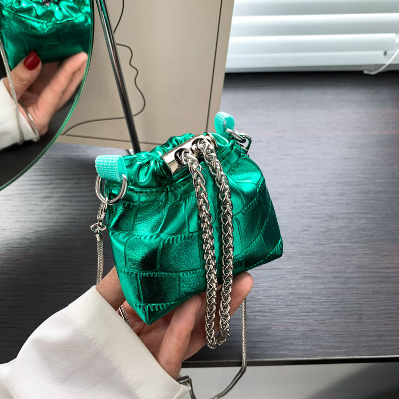 This year's popular bucket bag early autumn new chain bag stone pattern shoulder bag cute mini crossbody bag for women