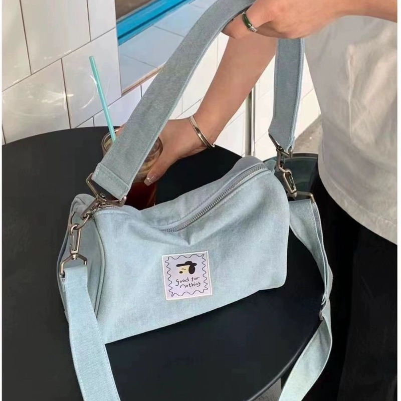 Forest style summer denim cross-body bag for women 2024 new casual shoulder armpit bag large capacity commuter tote bag