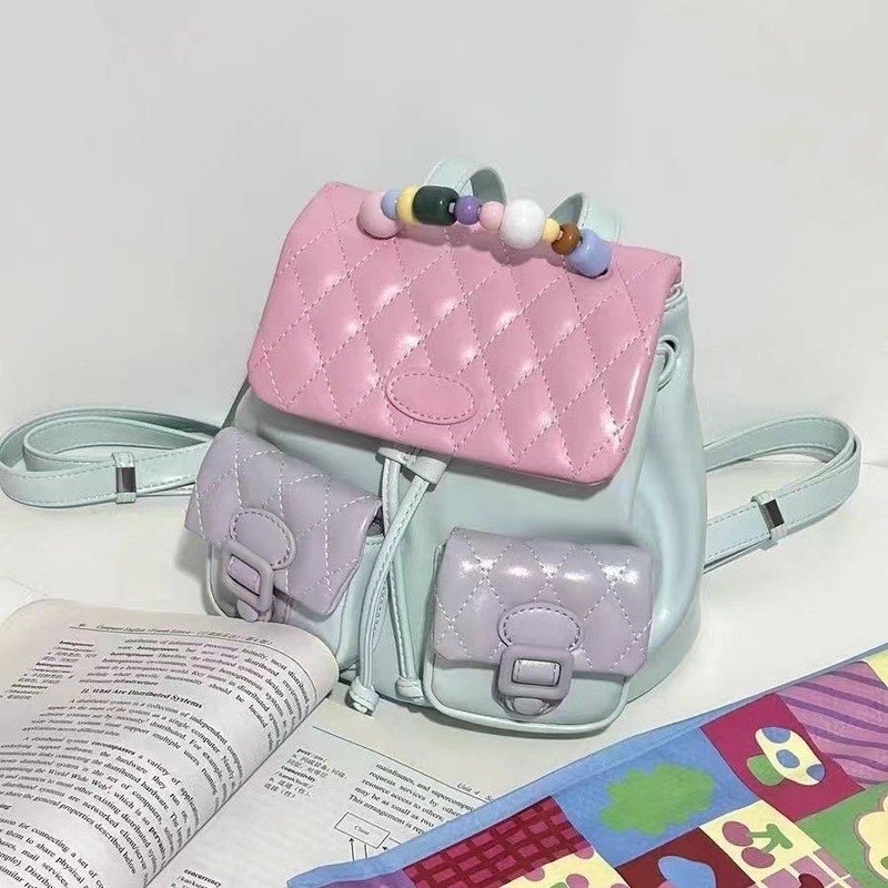 2024 new summer style Japanese cute girl macaron backpack, lightweight and versatile high-end lazy style small school bag