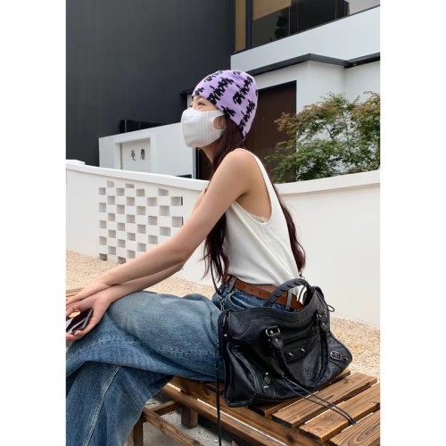 Paris Rivet Motorcycle Bag ABG Hot Girl Bag Street Style Large Capacity Shoulder Crossbody Handbag