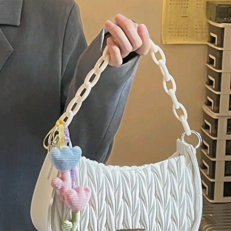 New pleated rhombus crossbody bag for women summer fashion acrylic chain high-end versatile underarm single generation