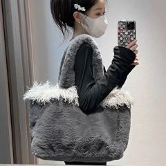 Plush bag for women, plush bag for women, furry shoulder tote bag, large capacity mommy bag, student shoulder bag for women