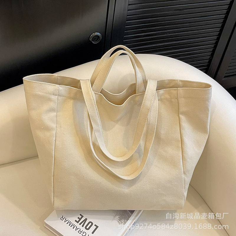 Canvas bag women's new summer fashion large-capacity tote bag popular popular single shoulder commuter tote bag