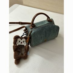 Fat Cat Sleeps Autumn and Winter Bags Women's New Niche Denim Pillow Bag Retro Boston Shoulder Messenger Bag