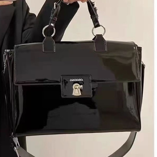 2024 New Second-hand Tote Bag, High-end Glossy Patent Leather Large Capacity Portable Briefcase, Shoulder Crossbody Bag for Women
