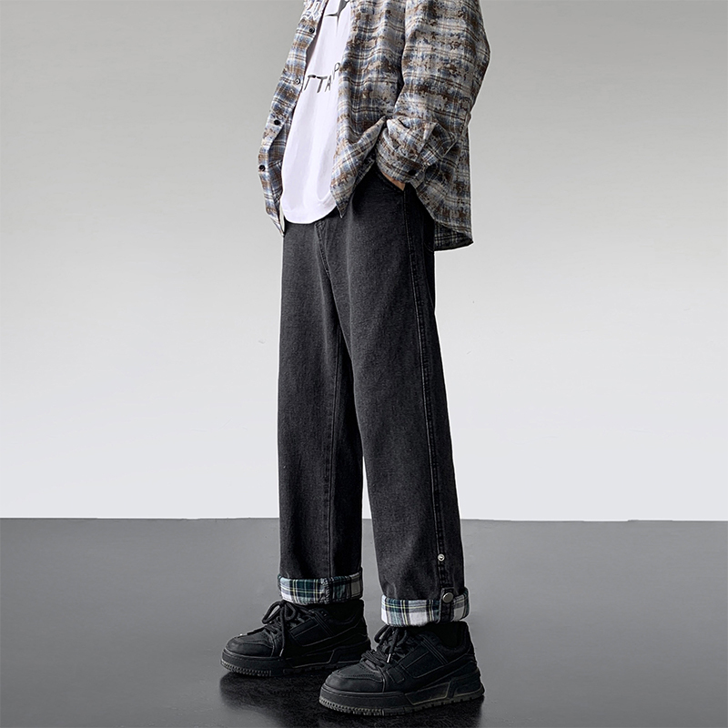Cuffed jeans!  Unisex loose straight pants for men and women