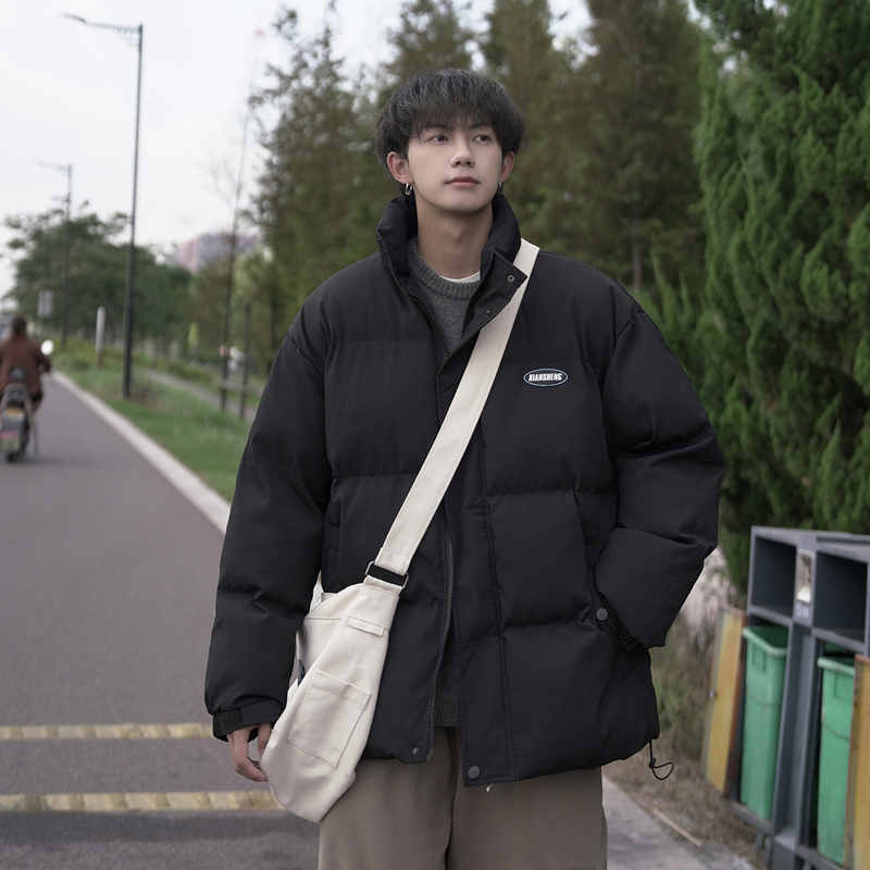 Hong Kong style high-quality craft fabric Velcro loose men's warm cotton jacket