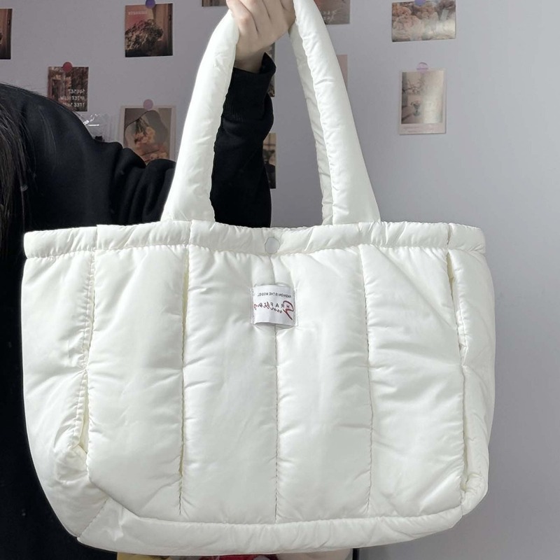 Autumn and winter portable lightweight down bag, comfortable tote bag, advanced cotton-filled foldable large-capacity shoulder computer bag