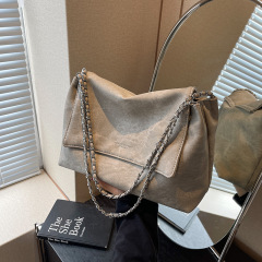 Autumn and winter retro large-capacity denim bag women's new style versatile chain shoulder bag casual large bag