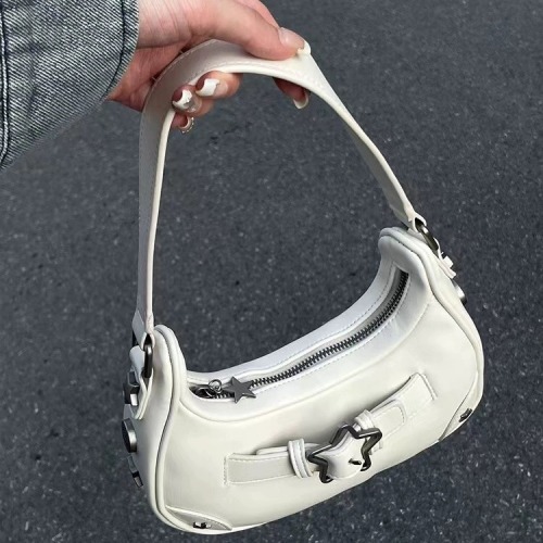 Baguette bag for women 2024 new hot girl armpit bag this year's popular pu leather personalized star buckle shoulder bag for women