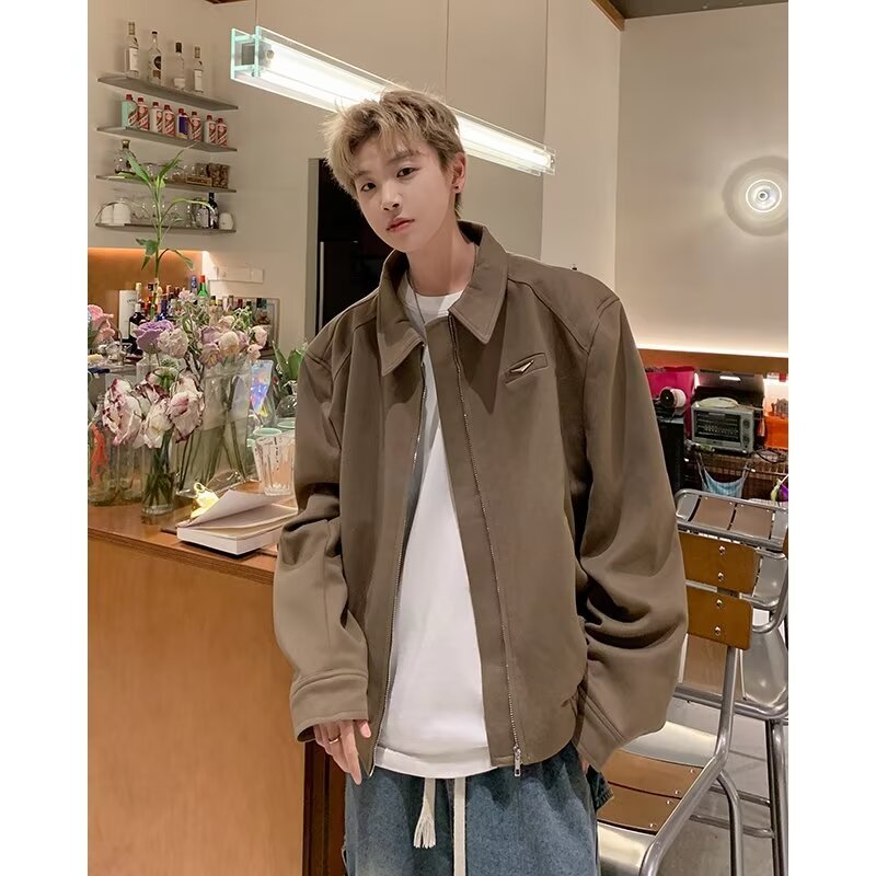 Short aviator woolen jacket, handsome and high-end American retro shoulder-padded baseball jacket