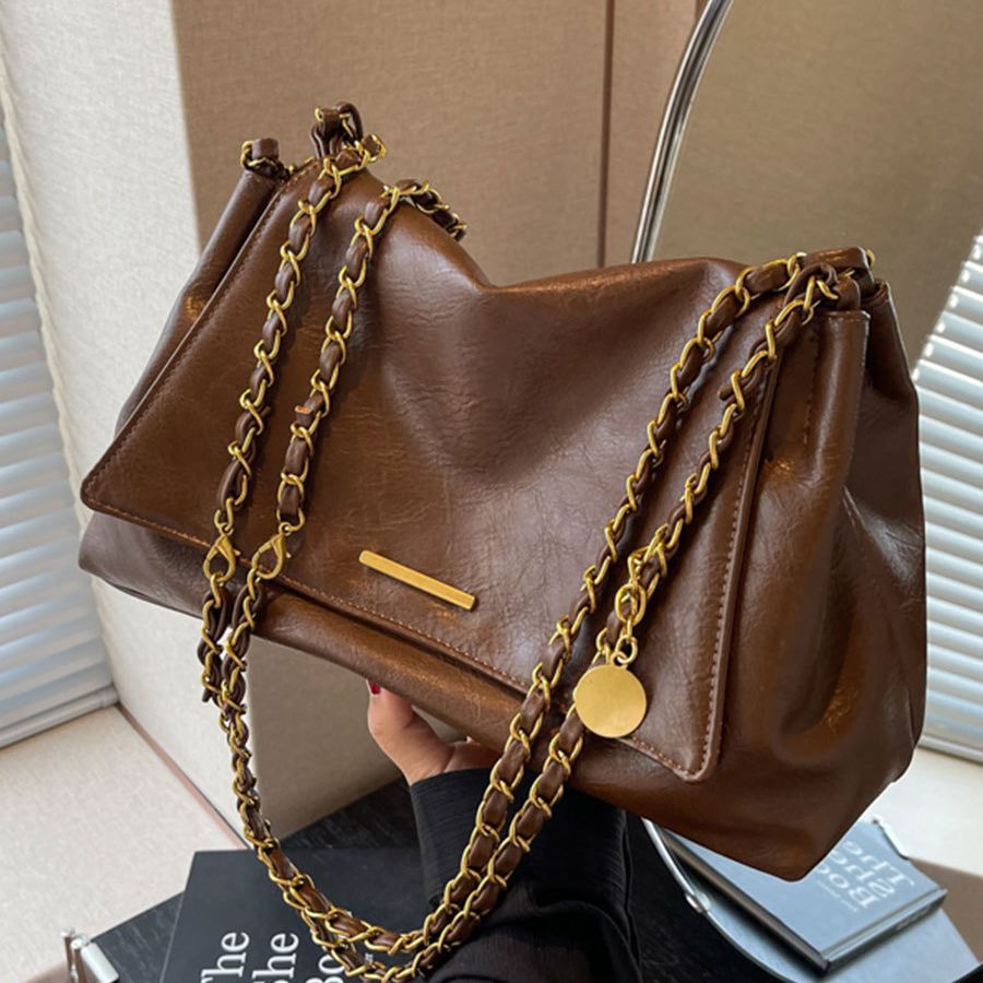 Popular retro trendy large-capacity underarm tote bag for women 2024 new autumn and winter simple chain shoulder crossbody bag