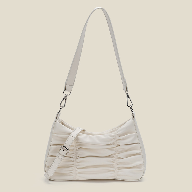 New pleated chain baguette underarm bag women's ins versatile niche texture single shoulder crossbody bag commuting