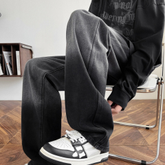 Autumn new style personalized fashion washed jeans straight casual trousers