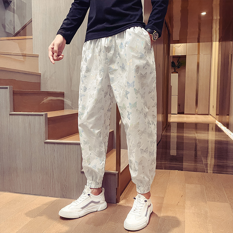 Social guy's spring men's ankle-tie casual pants new youth long pants