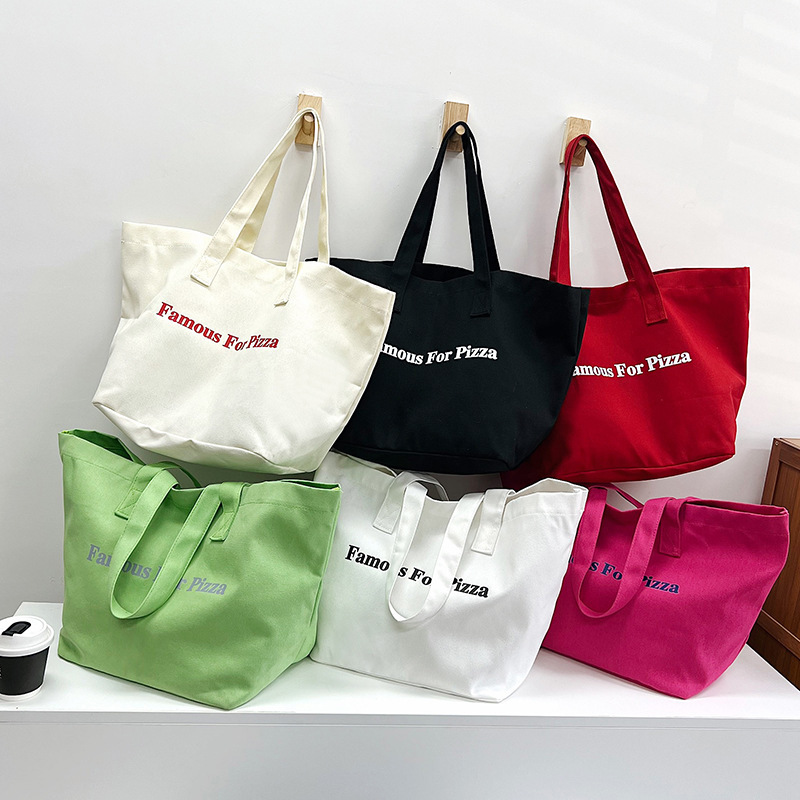 Large capacity canvas women's bag 2024 candy color tote bag women's handbag urban simple commuter shoulder bag
