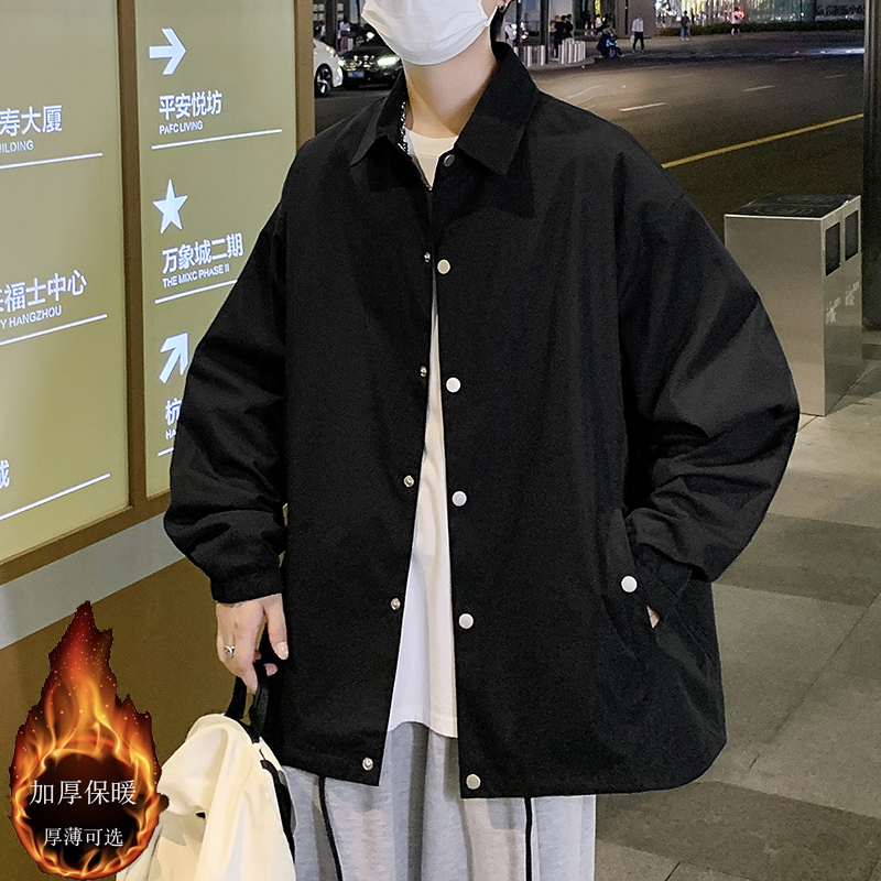 Autumn outerwear thickened warm jackets men's casual workwear tops loose large size trendy