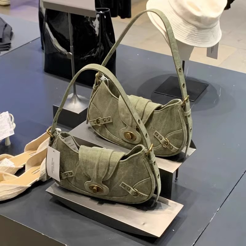 Guangzhou factory retro army green spliced ​​armpit bag summer new trendy personality versatile hot girl bag handbag