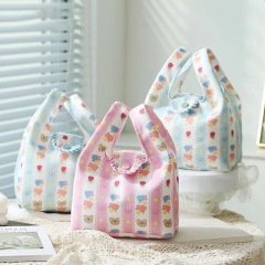 New Korean ins cute mini canvas bag wedding candy bag versatile hand bag going out portable lunch bag hand handle