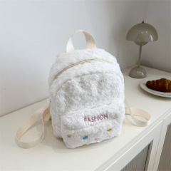 Girly Sweetheart Plush Warm 2024 Winter New Large Capacity Sweet Fresh Furry Hand-held Backpack