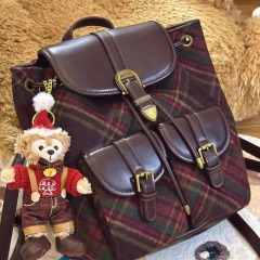 Miss Sudri's British-style woolen bag, high-end plaid autumn and winter backpack, versatile large-capacity backpack