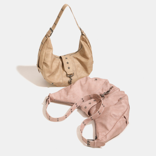 Dune Wasteland Thousand Gold Retro Old Tote Bag Women's 2024 New Large Capacity Commuting Rivets Single Shoulder Underarm Bag