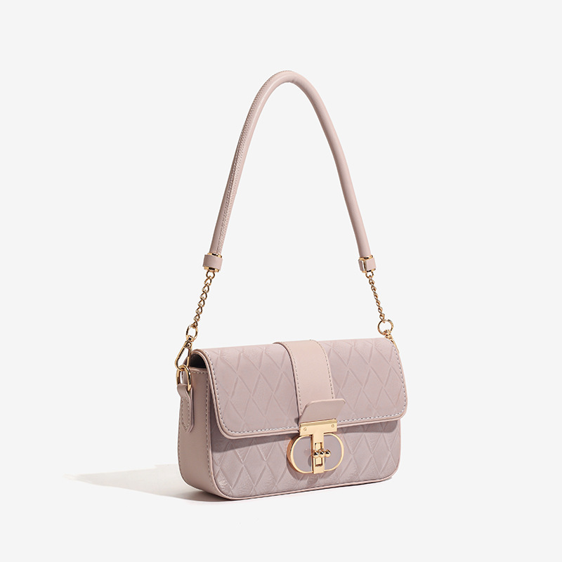 Small square bag 2024 spring new fashion pink diamond underarm bag women's simple high-end portable shoulder crossbody bag
