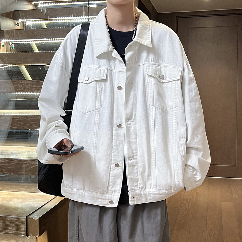 Autumn and winter Hong Kong style men's and women's solid color denim jackets American high street jackets