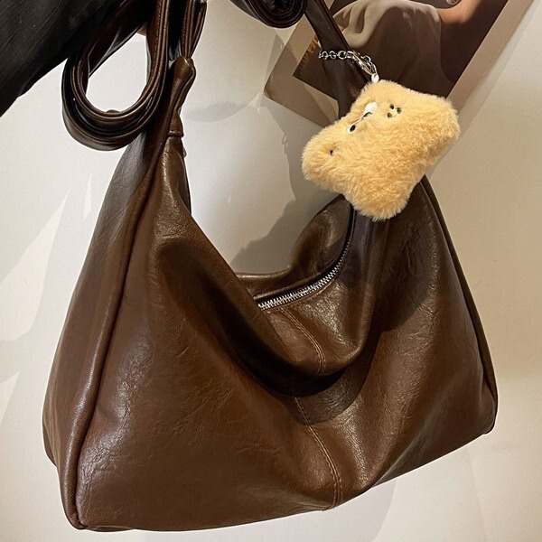 Retro tote bag for women 2024 summer new soft leather shoulder bag casual ins large capacity crossbody bag trend