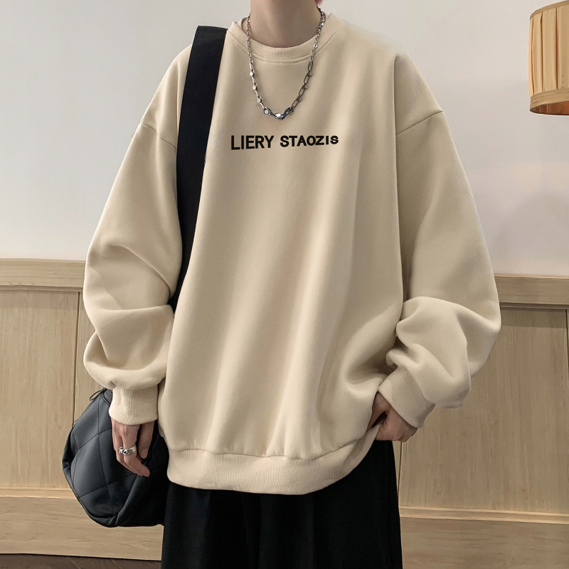 Japanese round neck pullover sweatshirt for men, spring and autumn, preppy style, youth long-sleeved top, American style lazy loose top