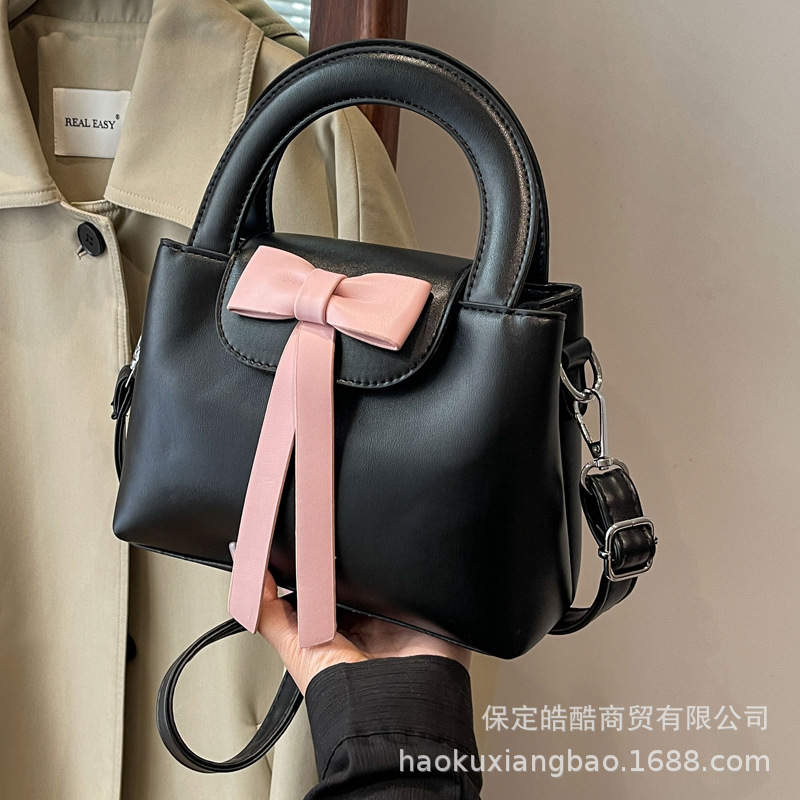 Bow handbag bag autumn and winter women's new trendy fashion bucket bag niche versatile single shoulder crossbody bag