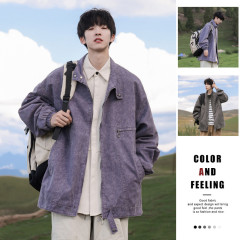 American high street fashion brand jacket men's autumn new loose zipper lapel casual jacket