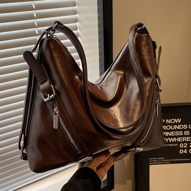 Tote bag women's new large-capacity commuter backpack retro versatile single shoulder can be worn across the body high-end backpack