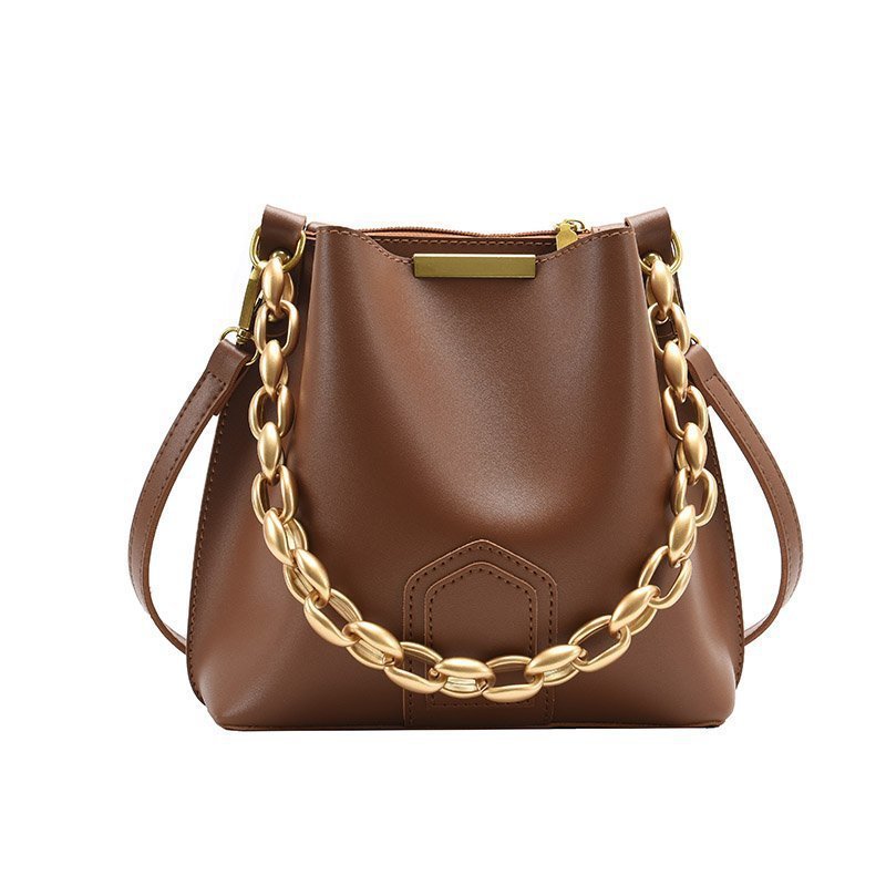 Cross-border Large Capacity Bucket Bag Four Seasons Retro Simple Shoulder Bag Women's 2024 New Trendy Internet Celebrity Textured Crossbody Bag