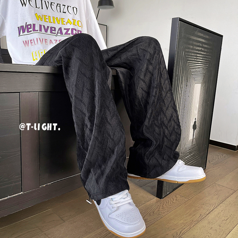 Hong Kong Style Autumn New Men's Loose Wide Leg Straight Leg Trendy Dad Pants Floor-Mopping Pants