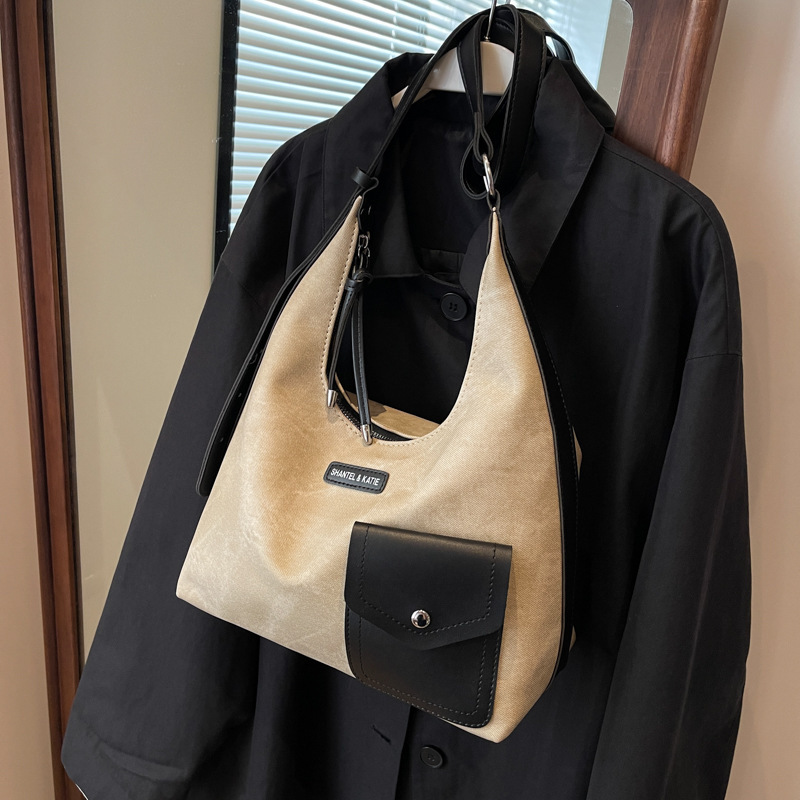 Wholesale fashionable versatile texture large-capacity commuter bag women's bag casual shoulder portable crossbody canvas tote bag