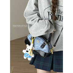 Niche portable bowling bag for women 2024 new fashion contrast color small square bag versatile simple single shoulder crossbody bag