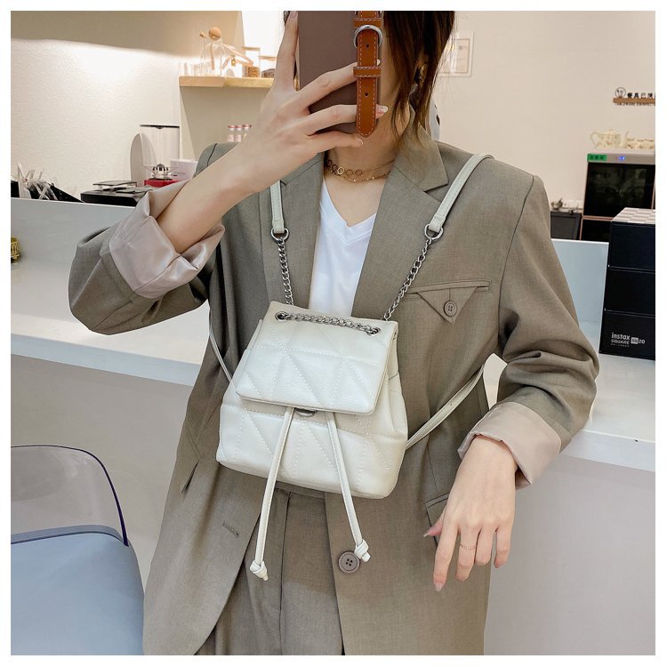 Diamond small backpack bag new Japanese and Korean niche chain shoulder bag Western style backpack simple trendy crossbody bag