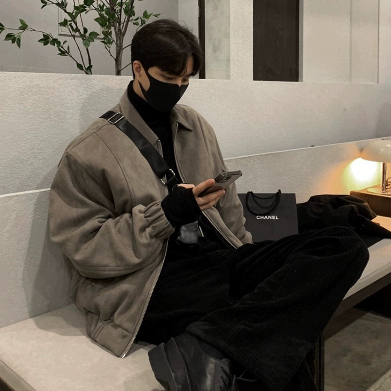 men's suede thickened jacket