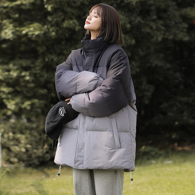New winter casual gradient color stand collar cotton coat for men and women