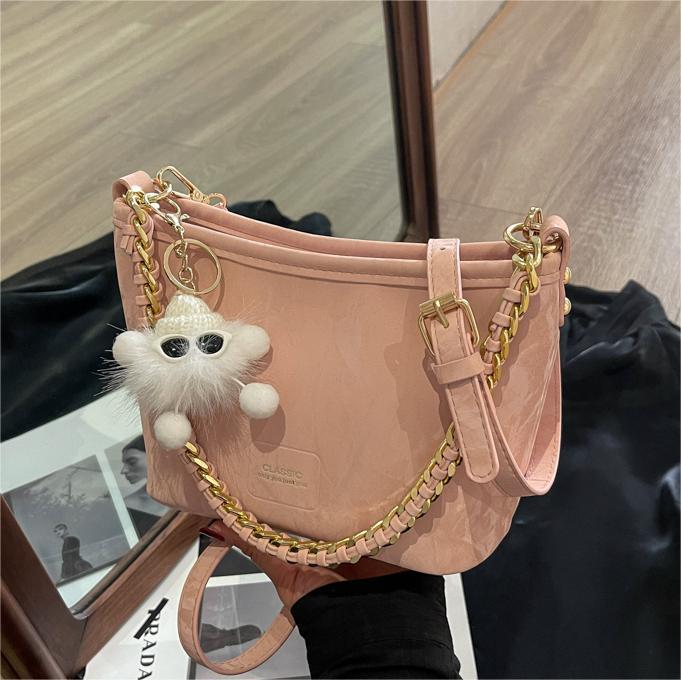Korean style fashionable versatile hand bag for women 2024 spring and summer new style simple casual bucket bag high-end shoulder bag