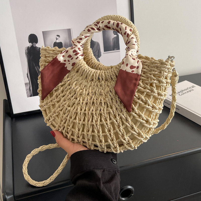 Cross-border textured woven bag for women, new style straw bag, temperament, single shoulder, large capacity, hand-carrying, western-style crossbody bag