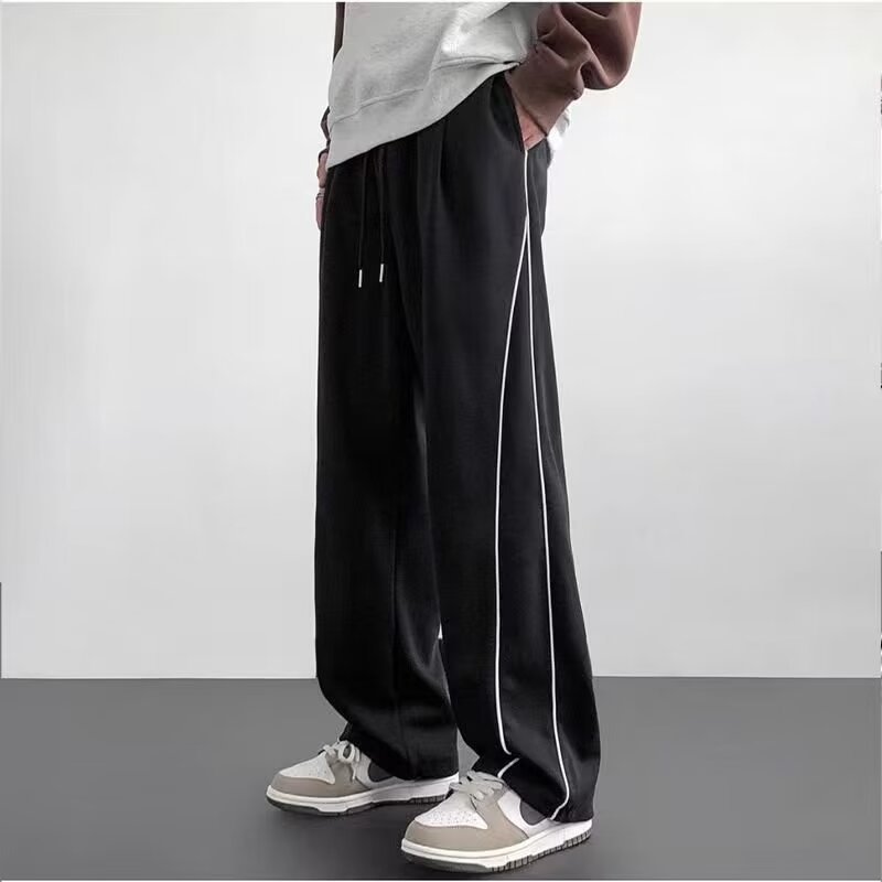 American retro striped pants, Japanese casual sports pants, loose wide-leg trousers and sweatpants