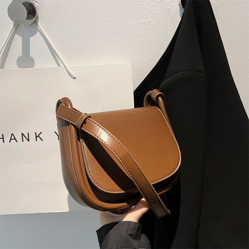 ins summer popular retro small bag women's new textured saddle bag foreign style versatile single shoulder crossbody bag