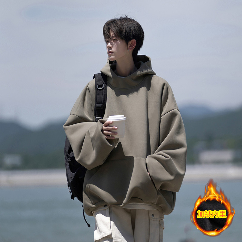 Autumn design 380g hooded fleece sweatshirt jacket