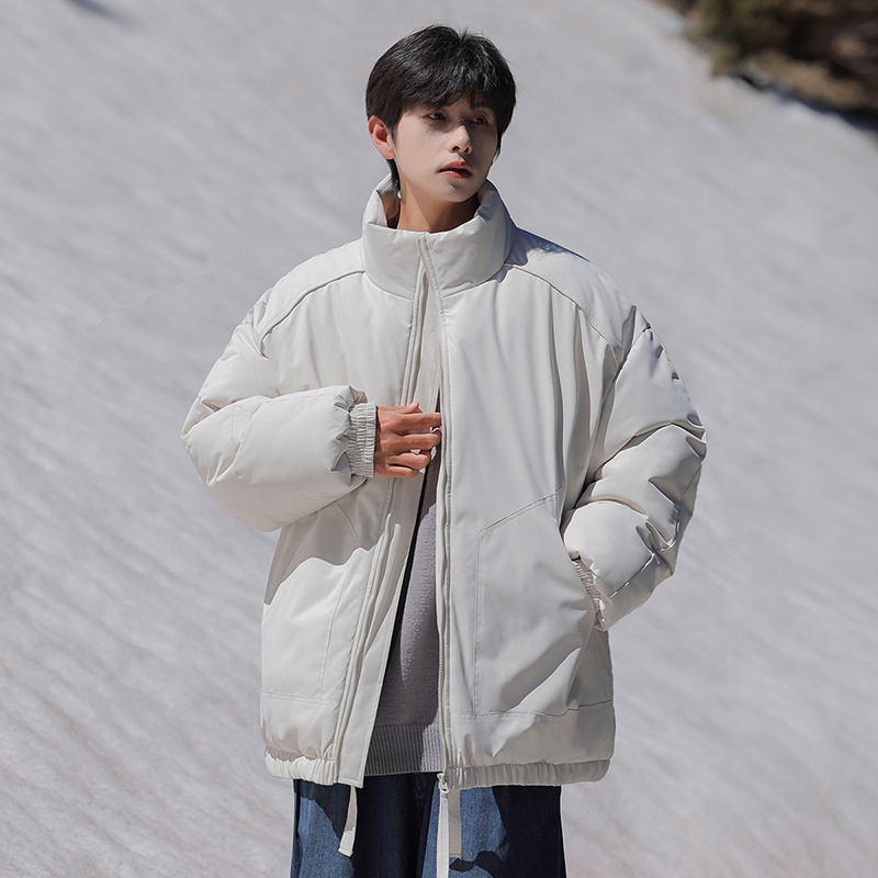 New winter solid color windproof and waterproof cotton coat loose stand collar jacket